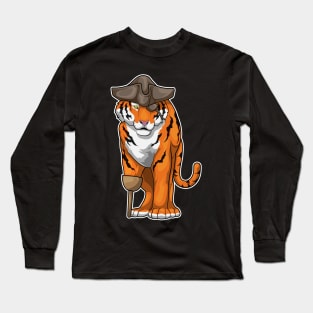 Tiger Pirate Wooden leg Eye patch Long Sleeve T-Shirt